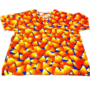 CANDY corn Halloween scrub top size small